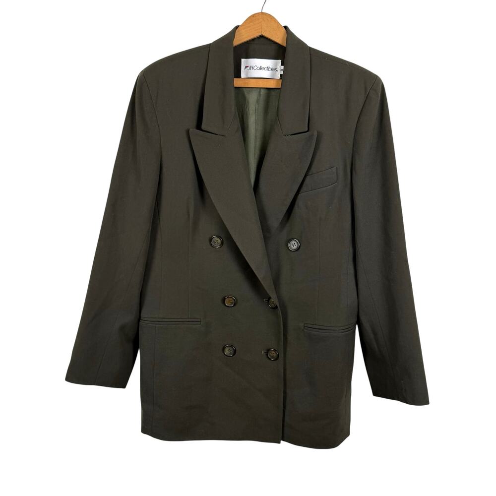 Vintage 90s Women Blazer Jacket Size 8 Military Oversized Luxury Heritage Office
